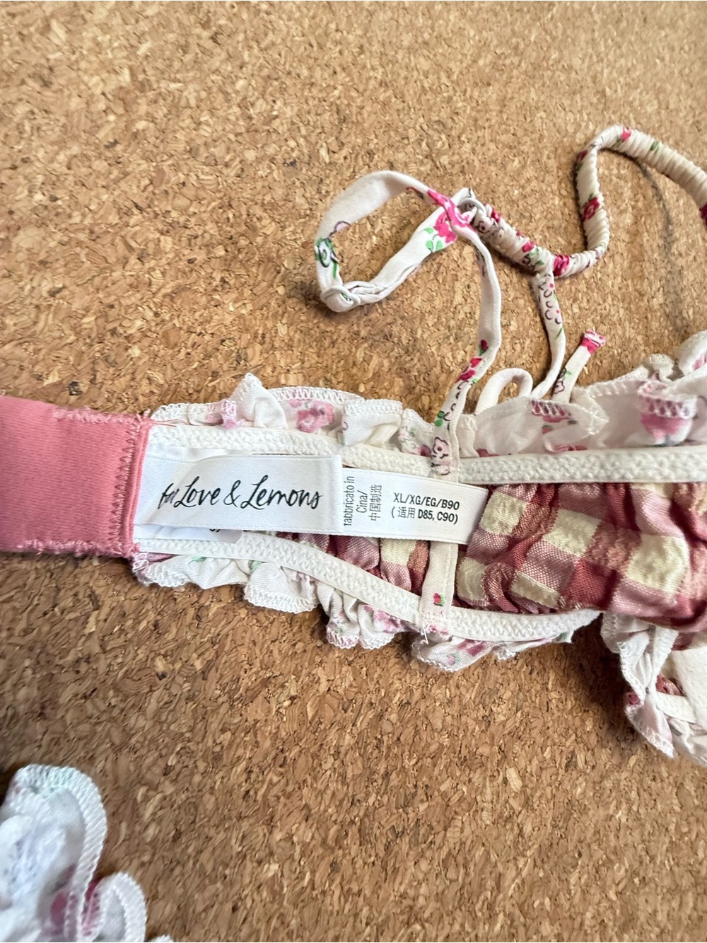Free People Pink Gingham Floral Lace Lingerie Set - Picture 4 of 4